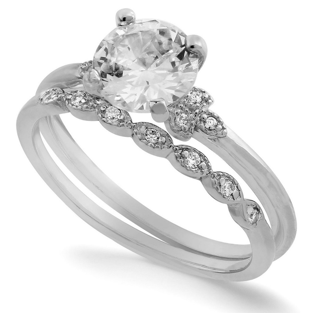 Giani Bernini
2-Pc. Cubic Zirconia Wedding Set 
Elegant Silver Women's Ring Set